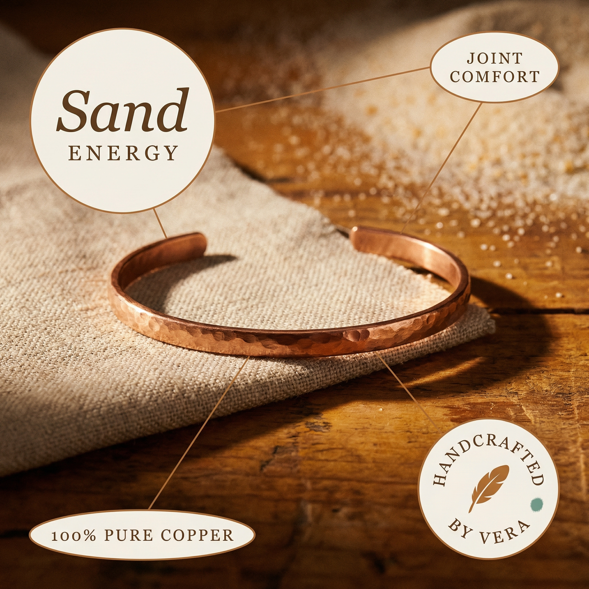 Kupfer-Fußkettchen Sand