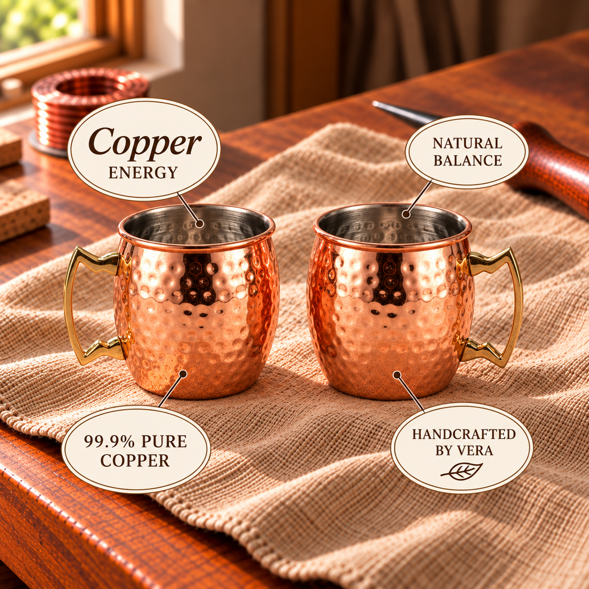 Kupfer-Kaffeebecher – Set mit 2