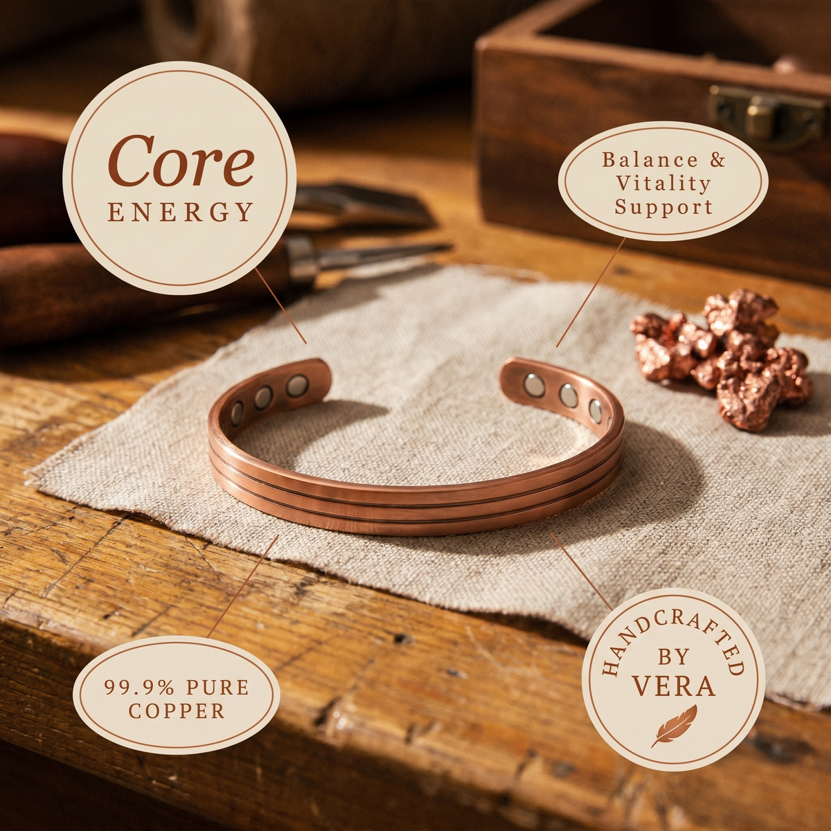 Kupferarmband Core