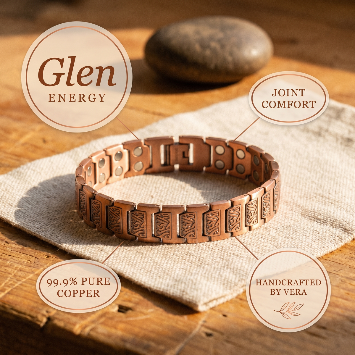 Kupferarmband für Herren Glen