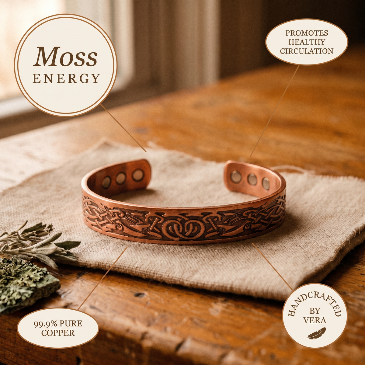 Kupferarmband Moss