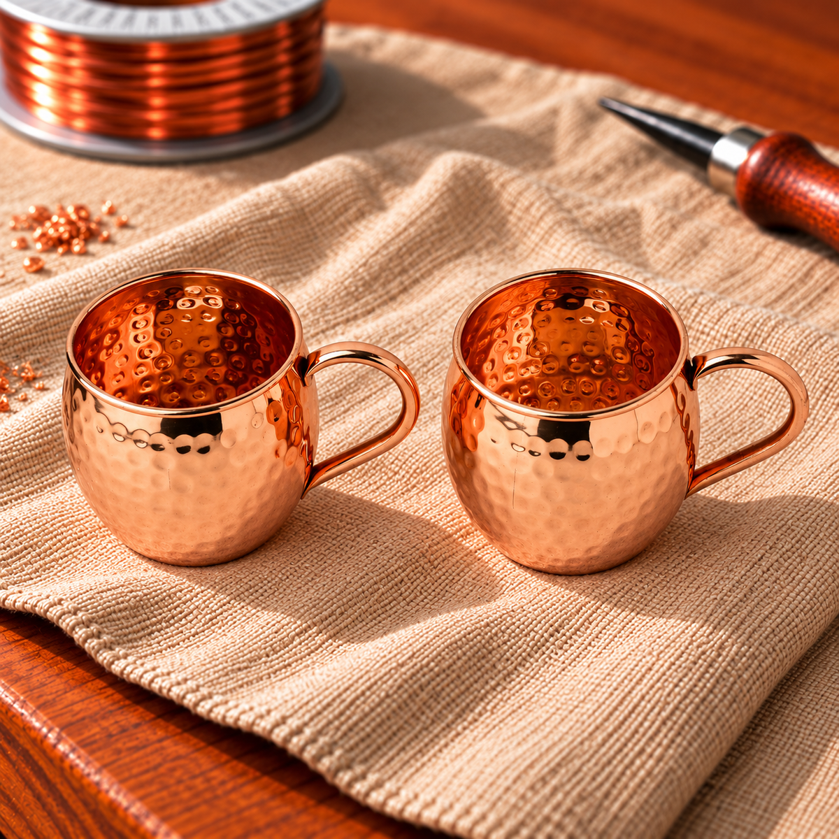Moscow-Mule-Becher aus Kupfer – Set mit 2