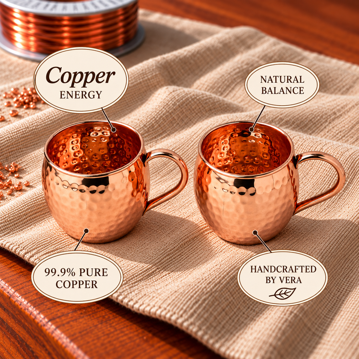 Moscow-Mule-Becher aus Kupfer – Set mit 2