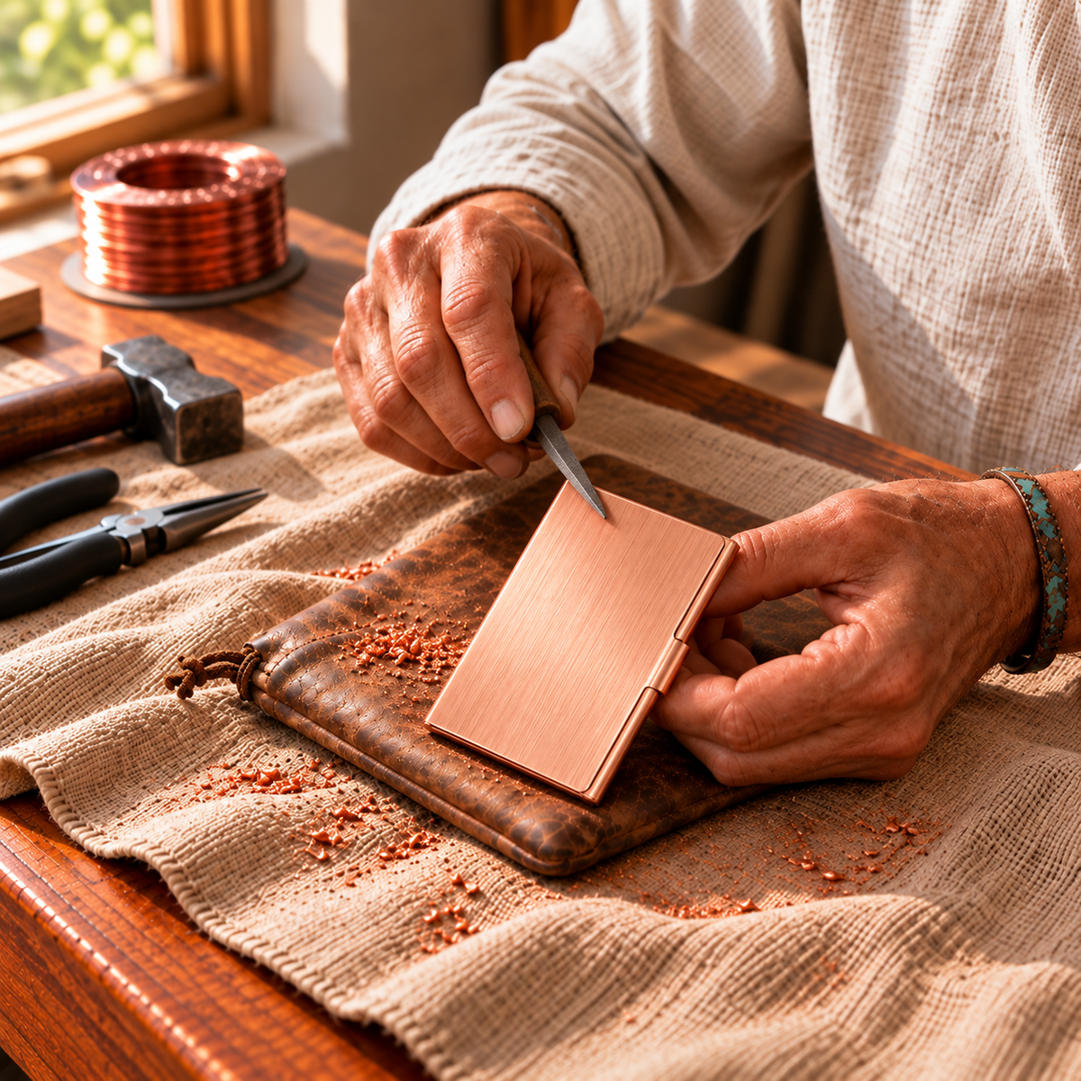 Visitenkartenetui aus Kupfer