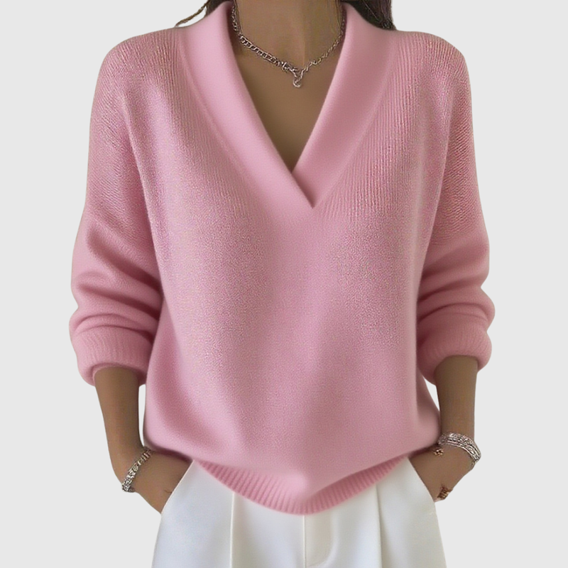 Faye | Weicher V-Ausschnitt-Pullover in lässiger Passform