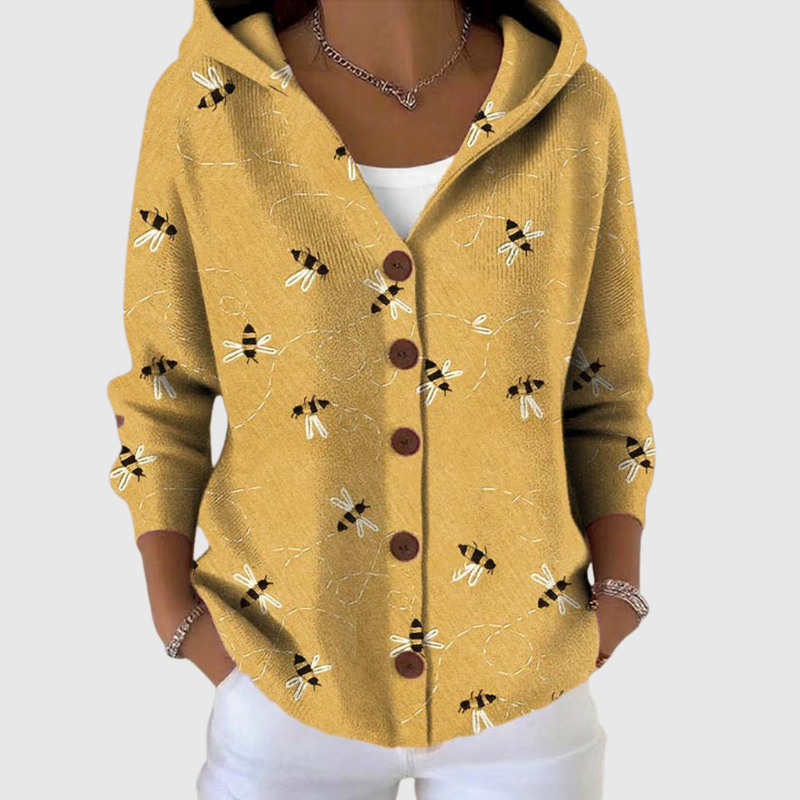 Strick-Cardigan mit Kapuze