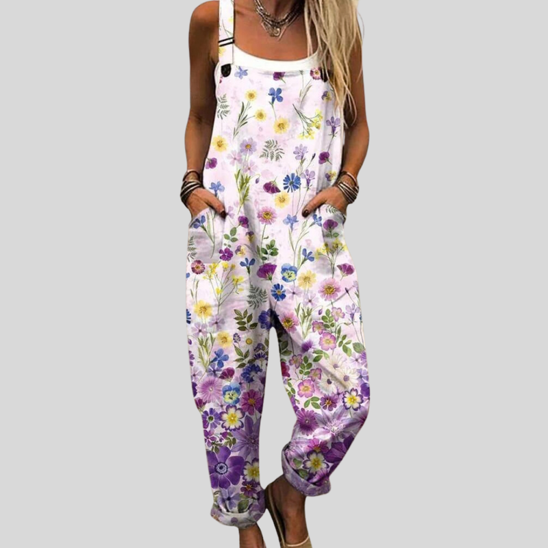 Latzhose mit Wildblumen Flieder