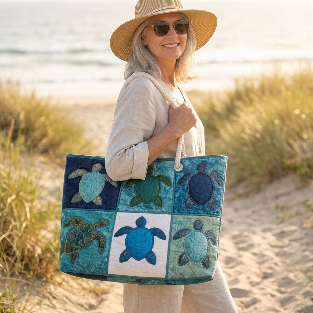 Blaue Schildkröte – Gesteppte Strandtasche