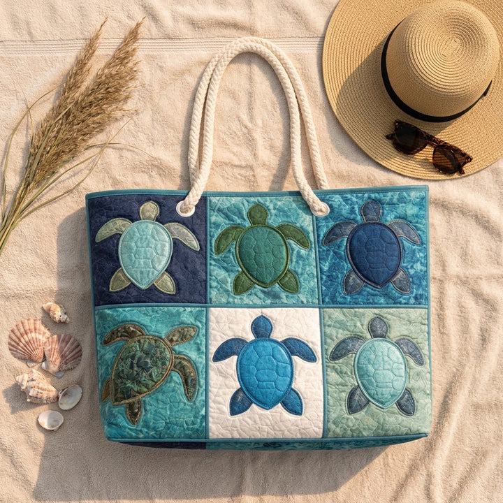 Blaue Schildkröte – Gesteppte Strandtasche