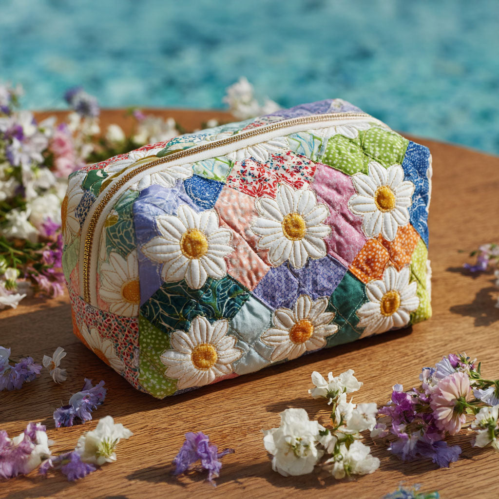 Blütenpfad – Gesteppte Kosmetiktasche