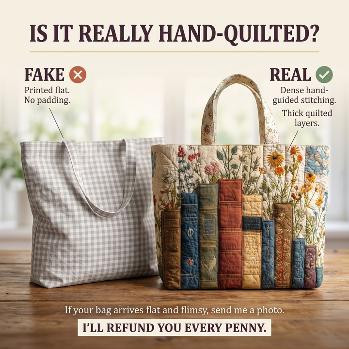 Bücher und Blüten – Gesteppte Tasche