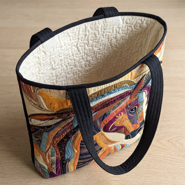 Buntes Mosaikpferd – Gesteppte Tasche