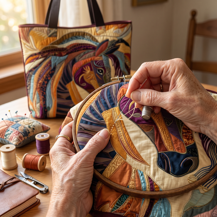 Buntes Mosaikpferd – Gesteppte Tasche