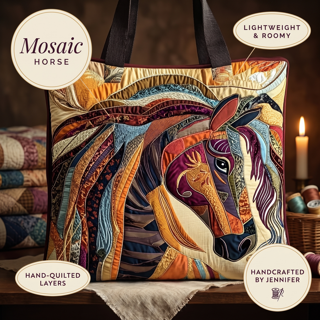 Buntes Mosaikpferd – Gesteppte Tasche