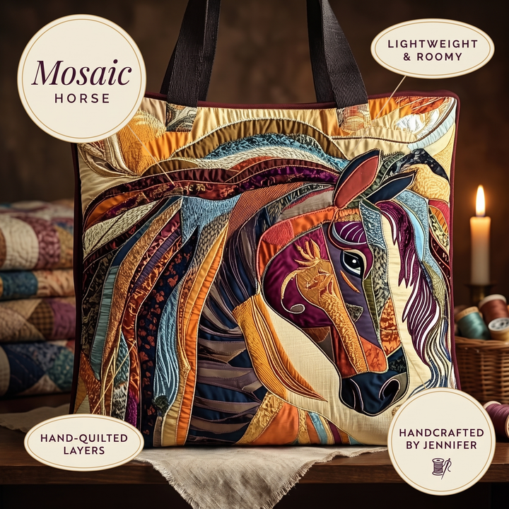 Buntes Mosaikpferd – Gesteppte Tasche