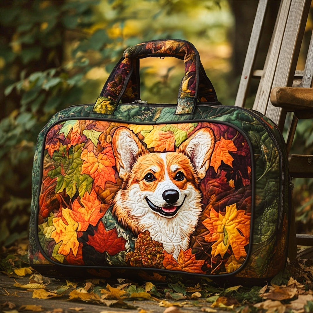 Corgi im Herbst – Gesteppte Reisetasche
