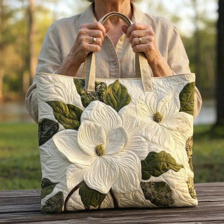 Elegante weiße Lilien – Gesteppte Tasche