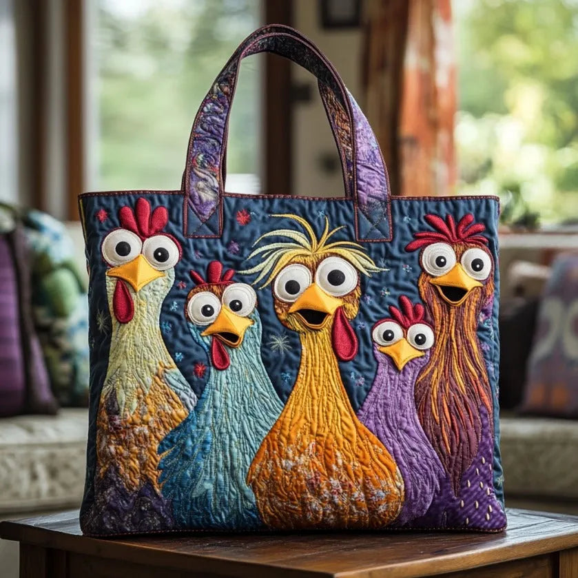 Fünf bunte Hühner – Gesteppte Tasche
