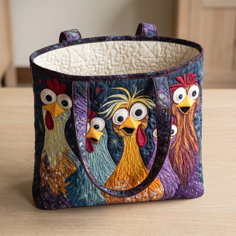Fünf bunte Hühner – Gesteppte Tasche