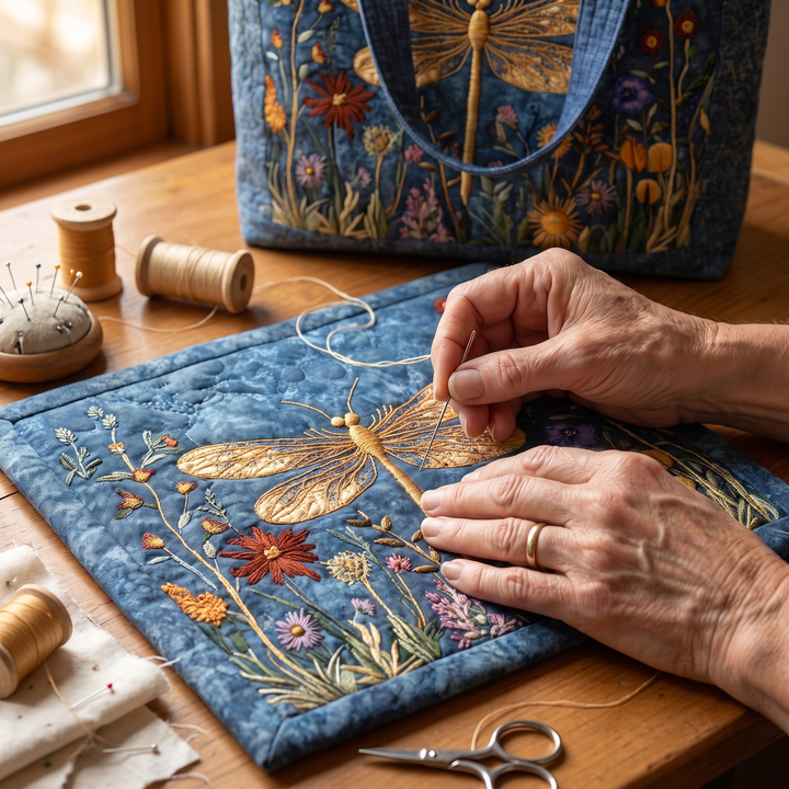 Goldene Libelle – Gesteppte Tasche