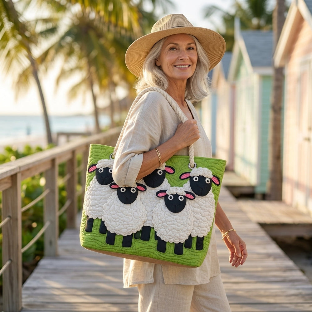 Himmel voller Schafe – Gesteppte Strandtasche