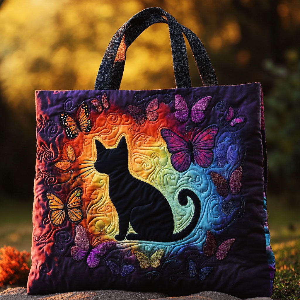 Katze mit Schmetterlingswunsch – Gesteppter Shopper