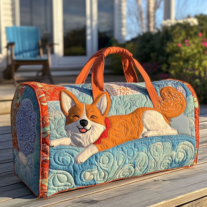 Lächelnder Corgi – Gesteppte Reisetasche