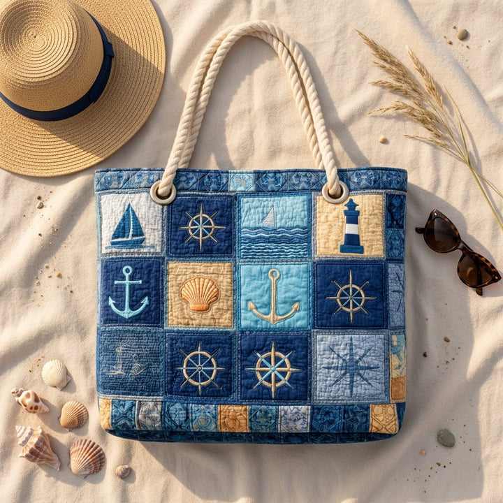 Maritimes Blau – Gesteppte Strandtasche