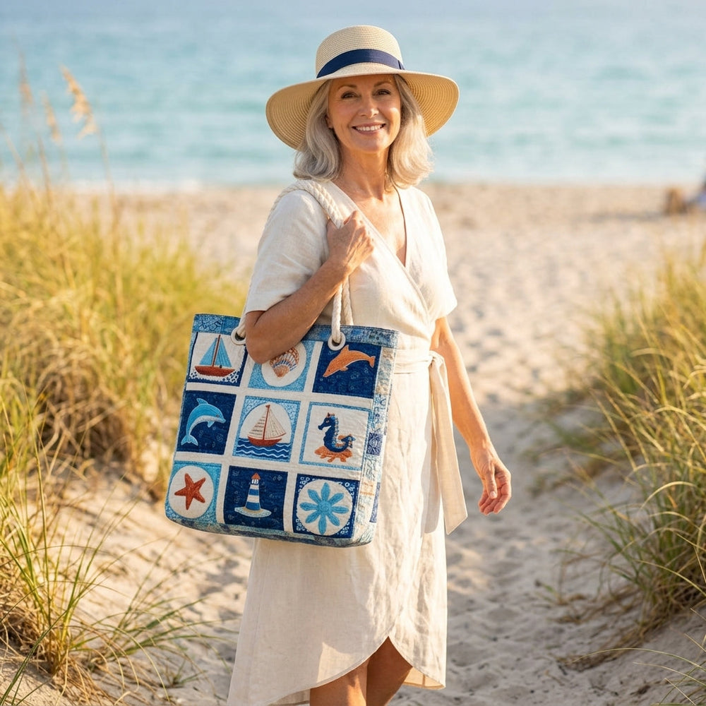 Meeresbewohner – Gesteppte Strandtasche
