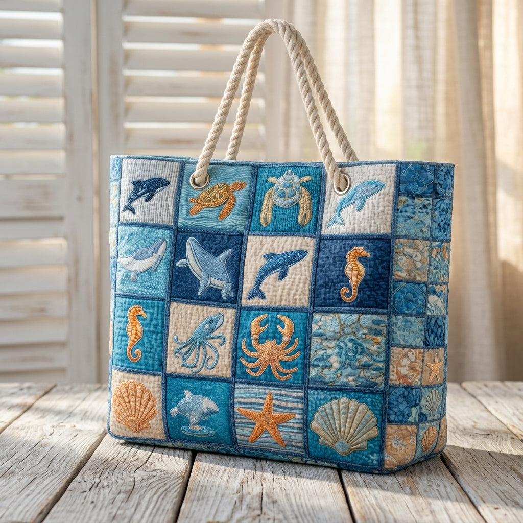 Meeresleben – Gesteppte Strandtasche
