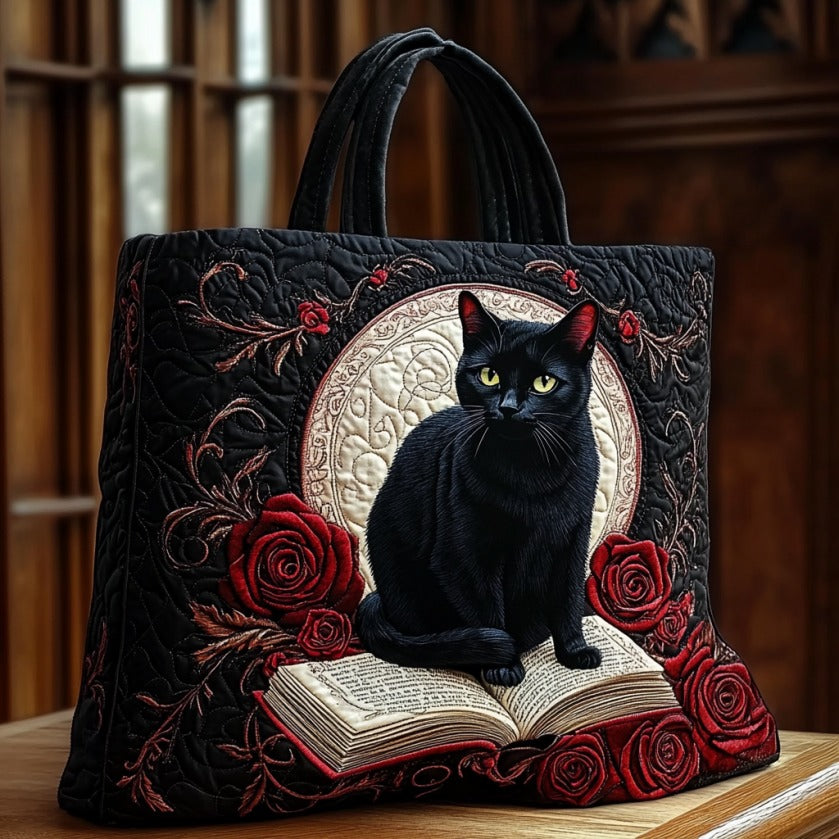 Mystische schwarze Katze – Gesteppter Shopper