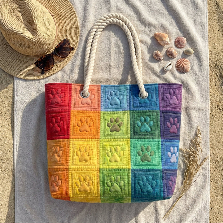 Pfotenabdruck-Muster – Gesteppte Strandtasche