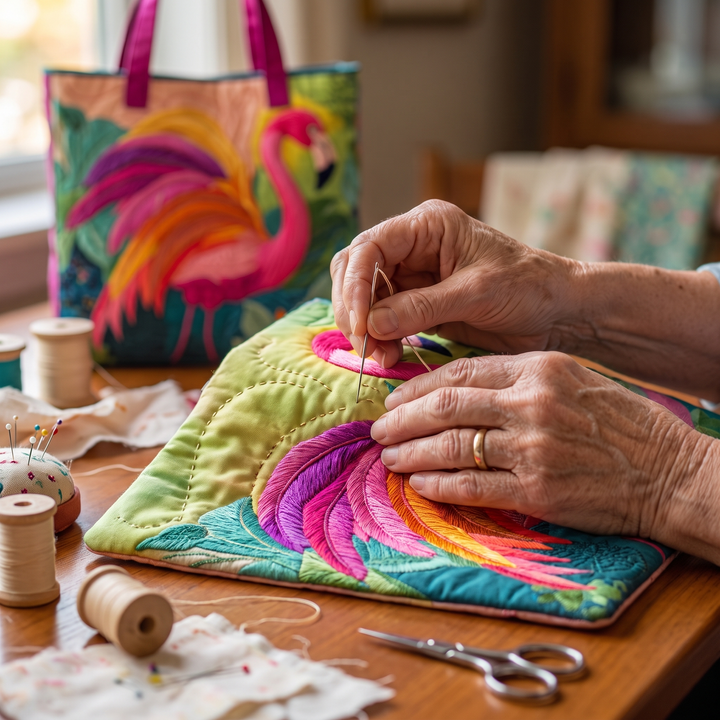 Regenbogenflamingo – Gesteppte Tasche