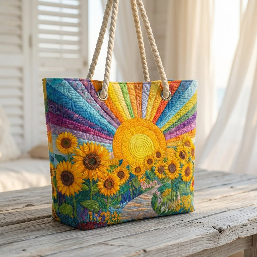 Regenbogensonne – Gesteppte Strandtasche