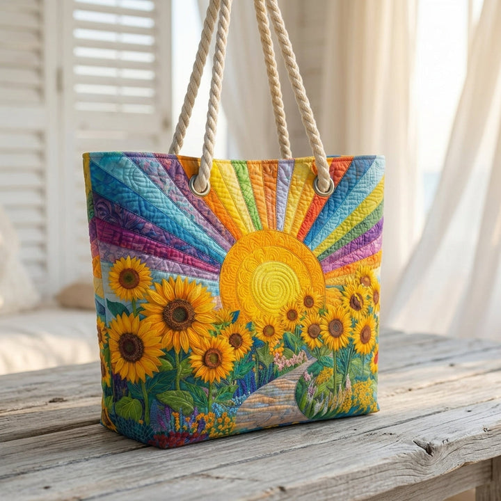 Regenbogensonne – Gesteppte Strandtasche