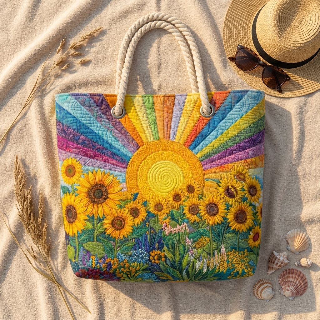 Regenbogensonne – Gesteppte Strandtasche