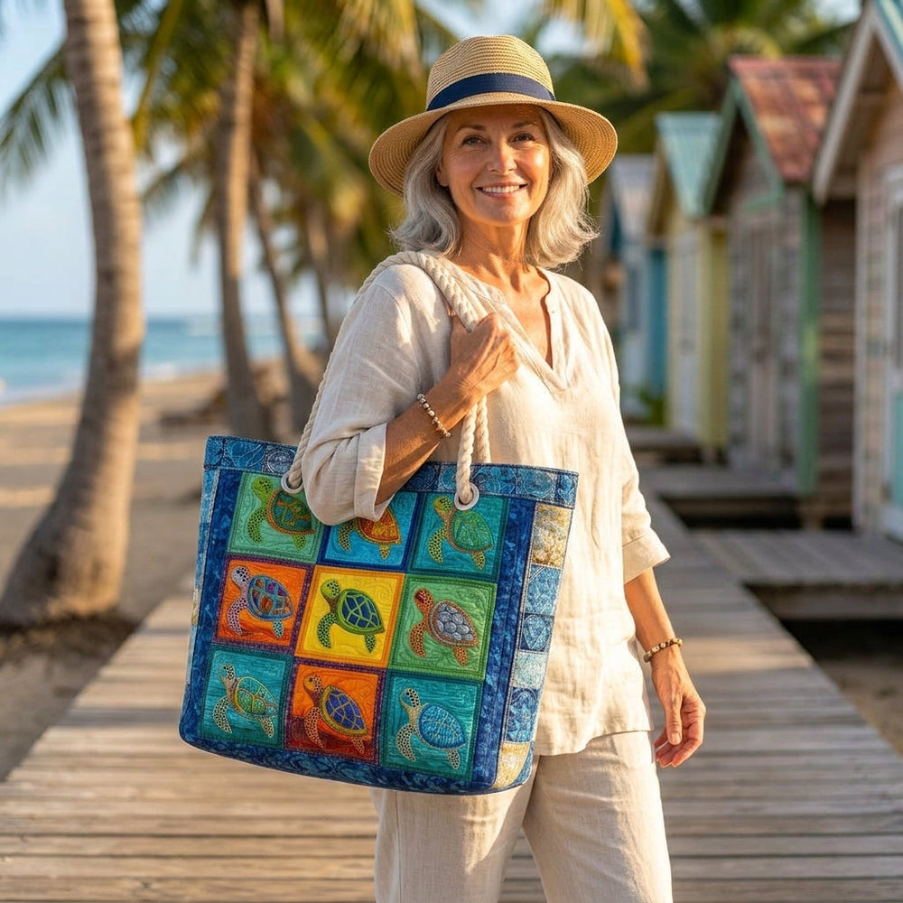 Ruhige Schildkröte – Gesteppte Strandtasche