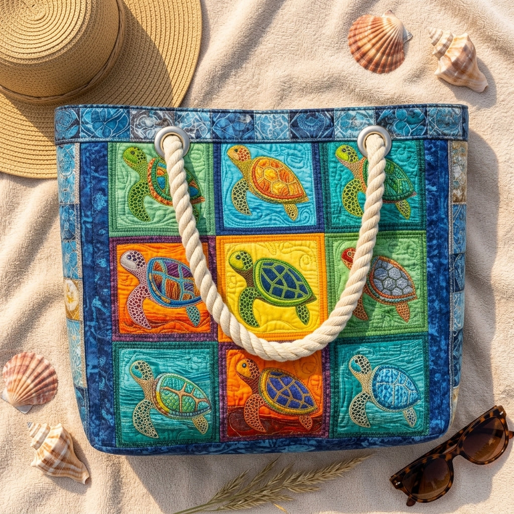 Ruhige Schildkröte – Gesteppte Strandtasche