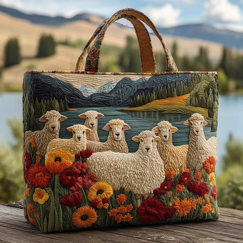 Schafe am See – Gesteppte Tasche