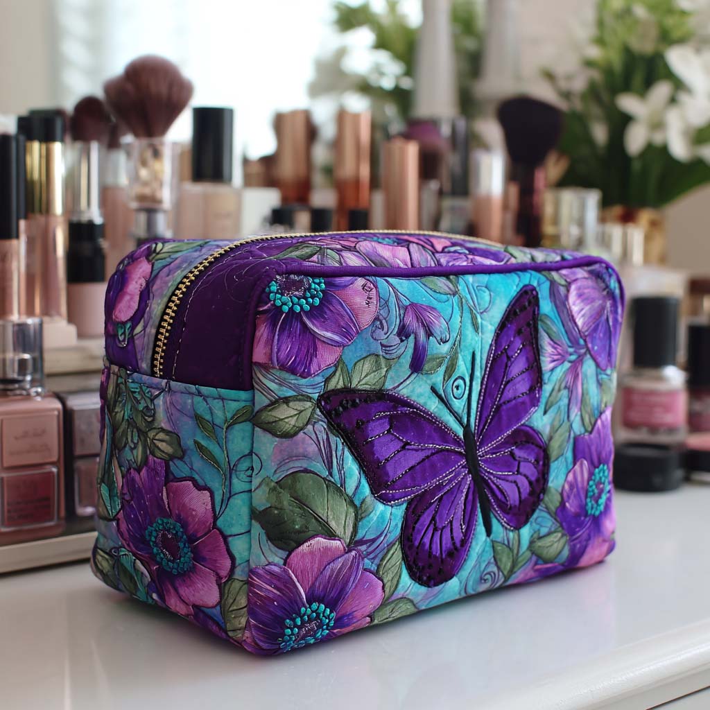 Schmetterlingsblüte – Gesteppte Kosmetiktasche