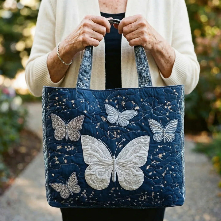Silberner Schmetterling – Gesteppte Tasche