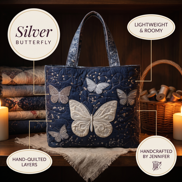 Silberner Schmetterling – Gesteppte Tasche