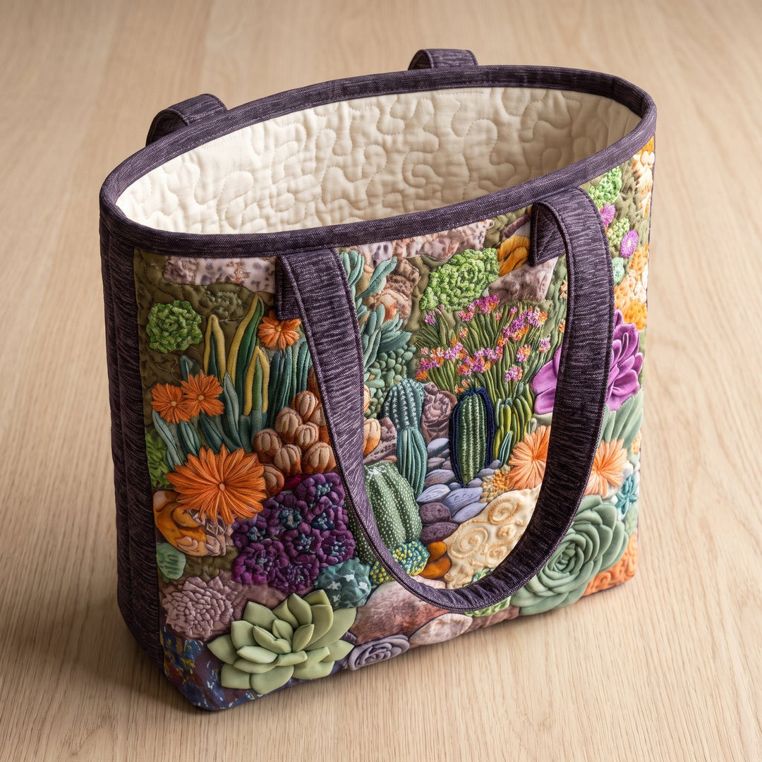Sukkulentengarten – Gesteppte Tasche
