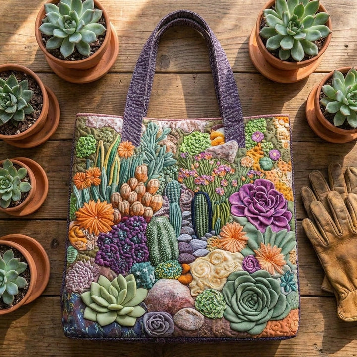 Sukkulentengarten – Gesteppte Tasche