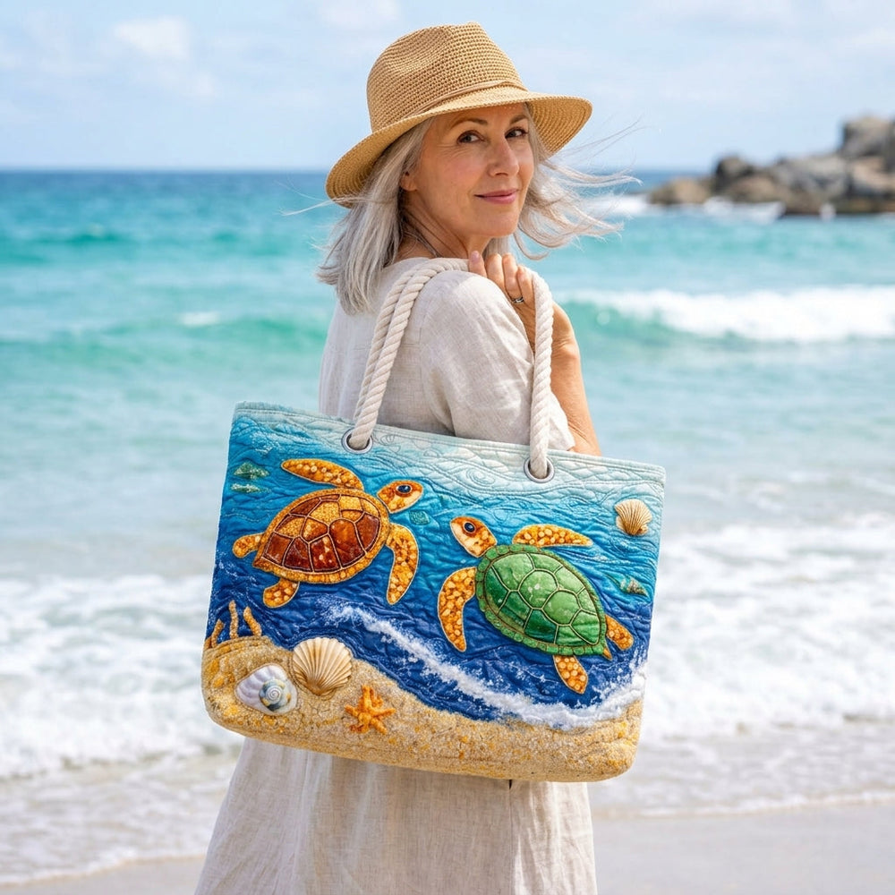 Tropische Schildkröte – Gesteppte Strandtasche