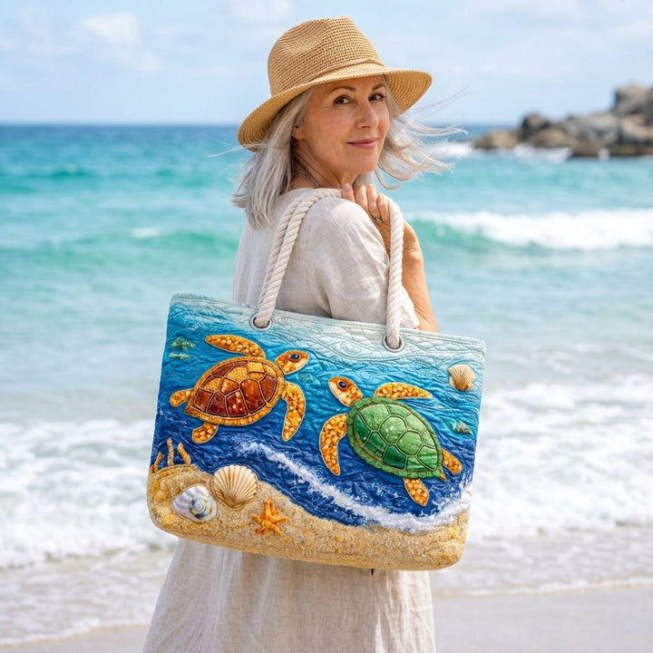 Tropische Schildkröte – Gesteppte Strandtasche