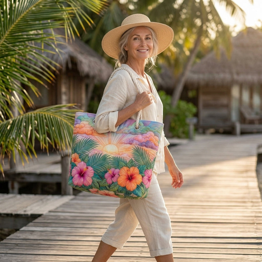Tropischer Morgen – Gesteppte Strandtasche