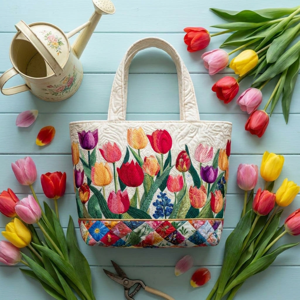 Tulpengarten – Gesteppte Tasche