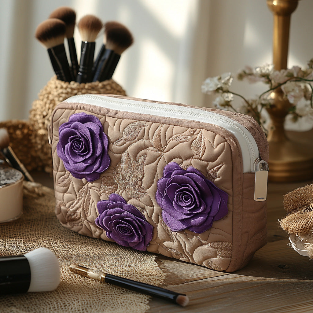 Verzauberte Rose – Gesteppte Kosmetiktasche