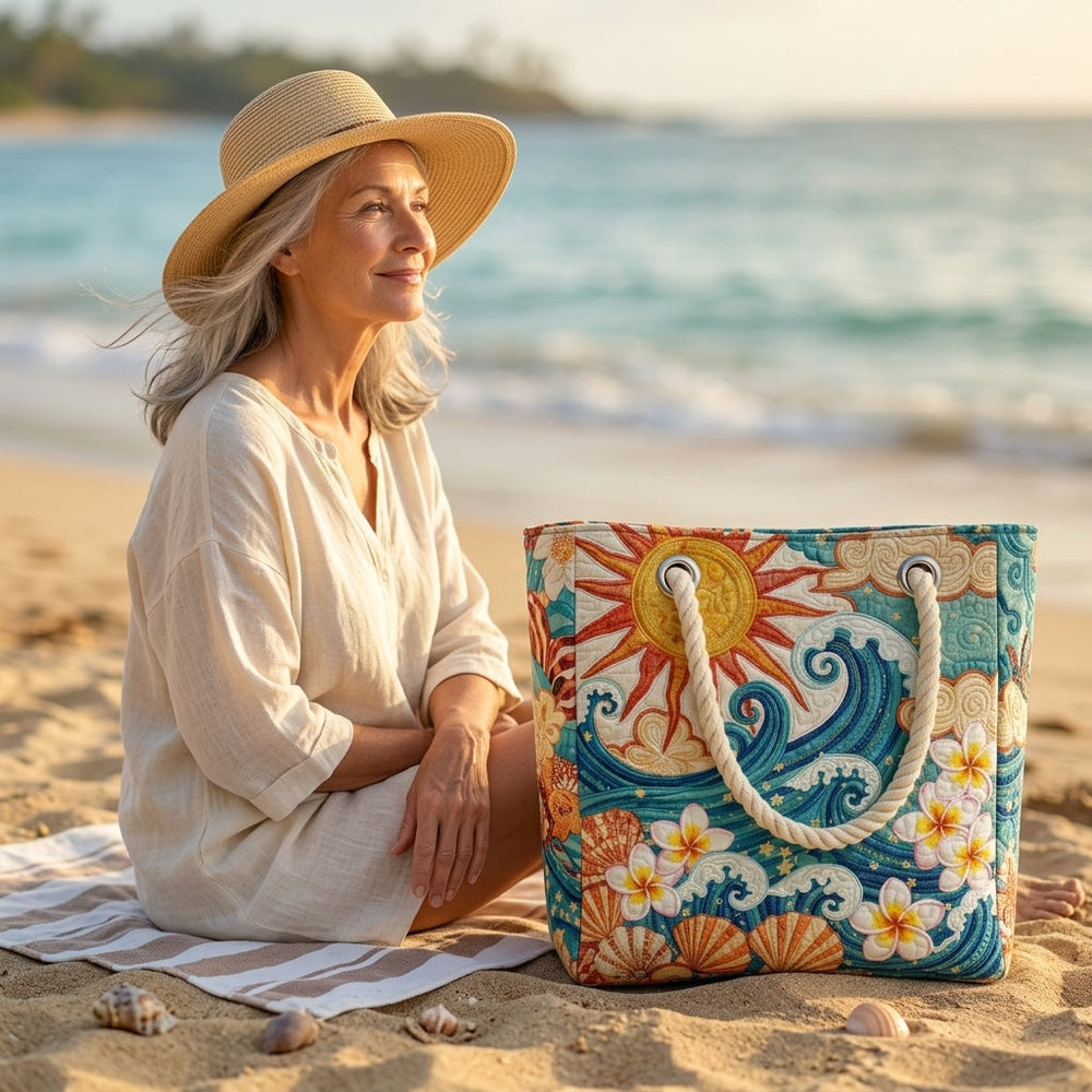 Warmer Lichtkranz – Gesteppte Strandtasche